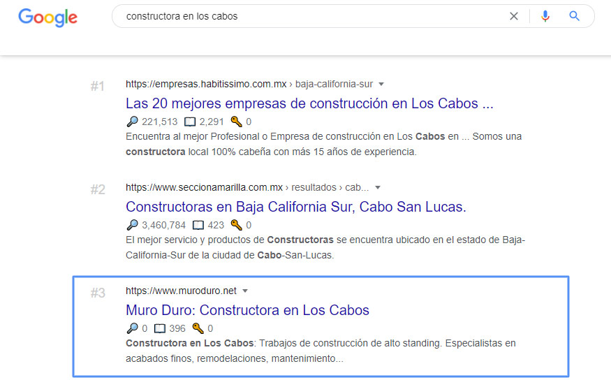 Seo local pagina web de constructora